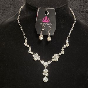 Paparazzi Silver Crystal Necklace and Earring Set